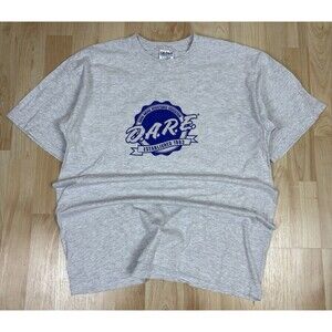 Vintage Y2K DARE to Resist Drugs Graphic T-Shirt / Size Medium / Grey